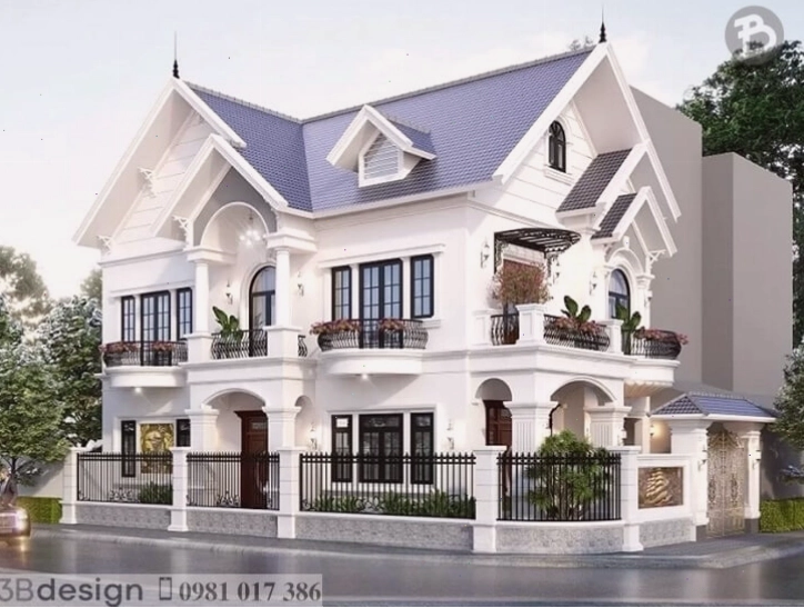 Mẫu nhà biệt thự mái Thái phong cách Tân cổ điển thanh lịch