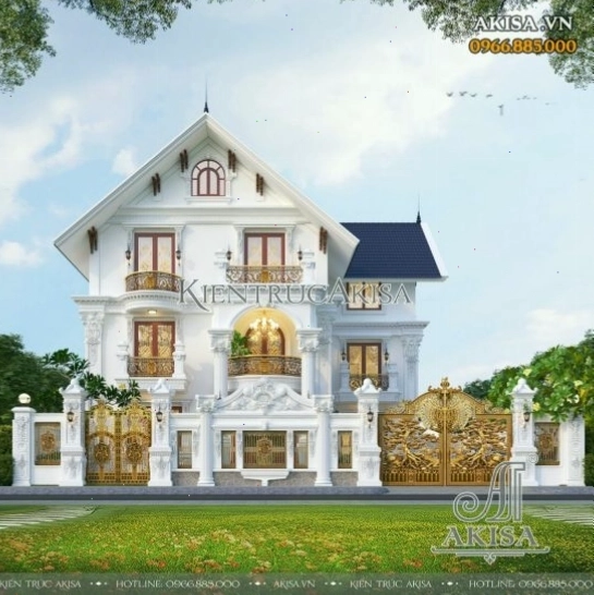 Mẫu nhà Biệt thự tân cổ điển mái Thái 3 tầng 4 phòng ngủ BT321059