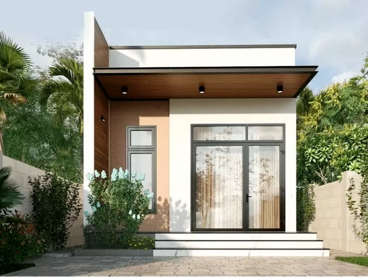 Mẫu nhà cấp 4 mái bằng 5x20 khá phổ biến ở nông thôn