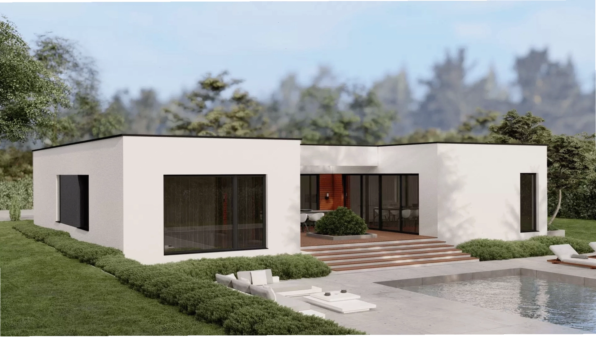 Mẫu nhà cấp 4 mái bằng có sân vườn ở nông thôn