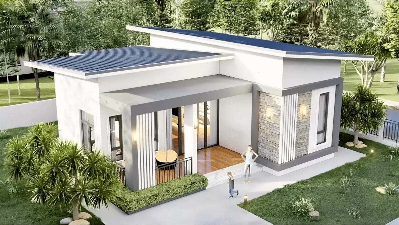 Mẫu nhà cấp 4 mái lệch 2 phòng ngủ cho gia đình nhỏ