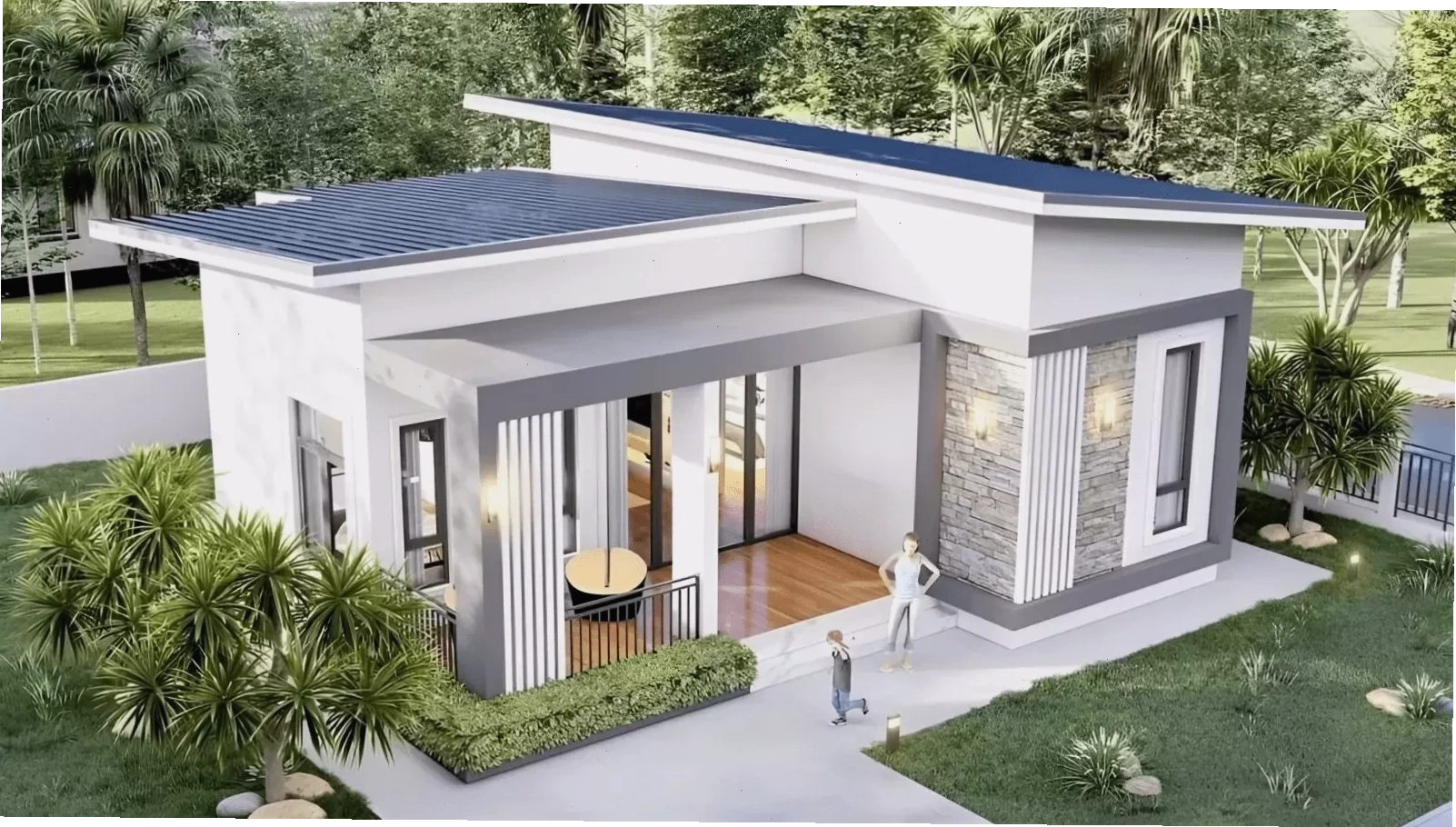 Mẫu nhà cấp 4 mái lệch 2 phòng ngủ cho gia đình nhỏ