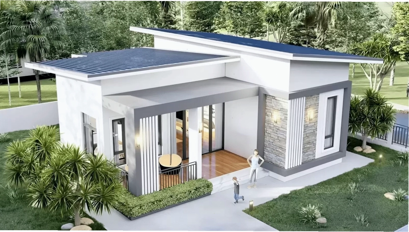 Mẫu nhà cấp 4 mái lệch 2 phòng ngủ thiết kế thông minh, tiện nghi cho gia đình nhỏ