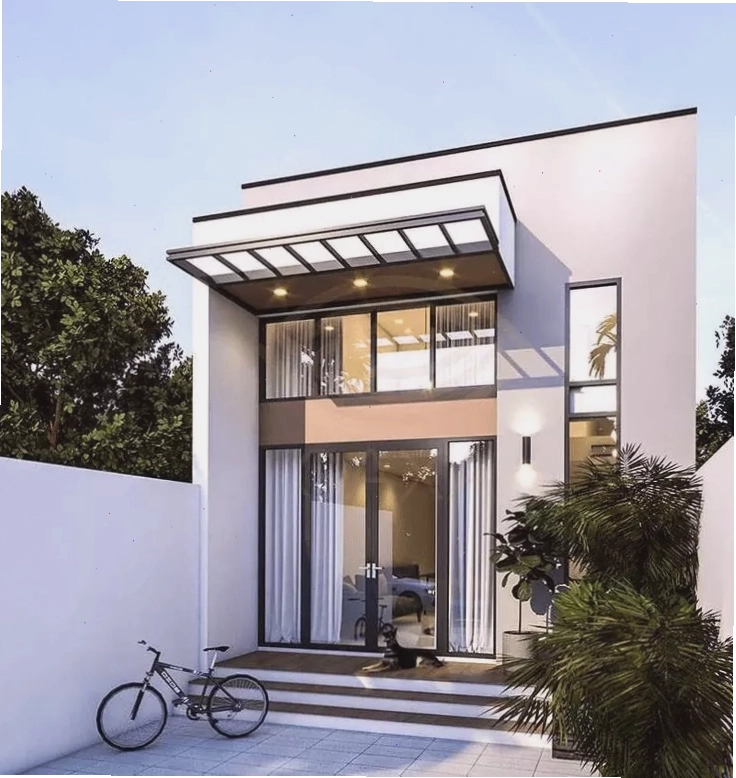 Mẫu nhà cấp 4 mái lệch có gác lửng tiện nghi