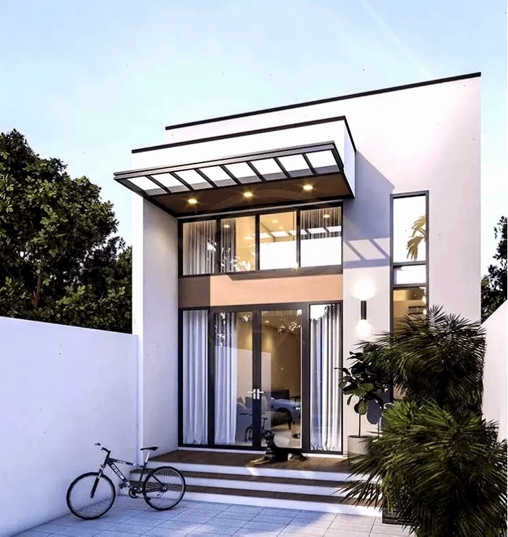 Mẫu nhà cấp 4 mái lệch có gác lửng tiện nghi