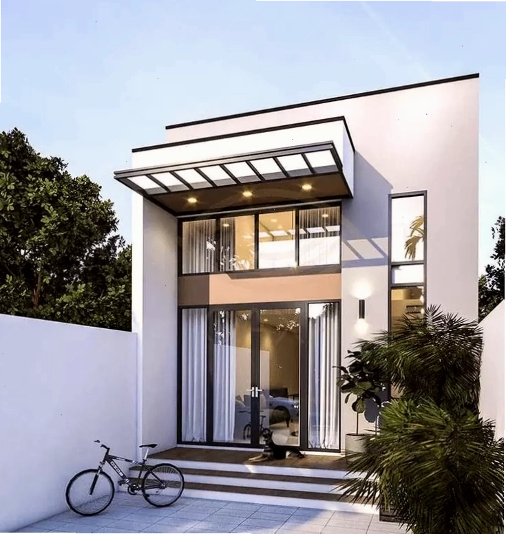 Mẫu nhà cấp 4 mái lệch có gác lửng tiện nghi