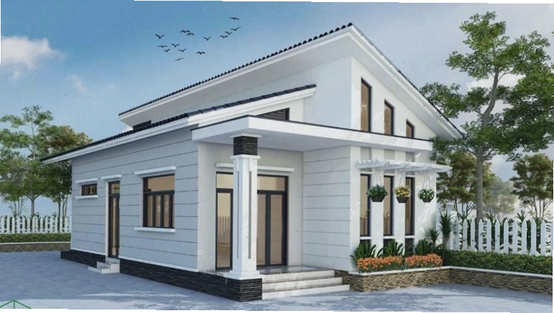 Mẫu nhà cấp 4 mái lệch đẹp với 3 phòng ngủ, phù hợp gia đình trẻ