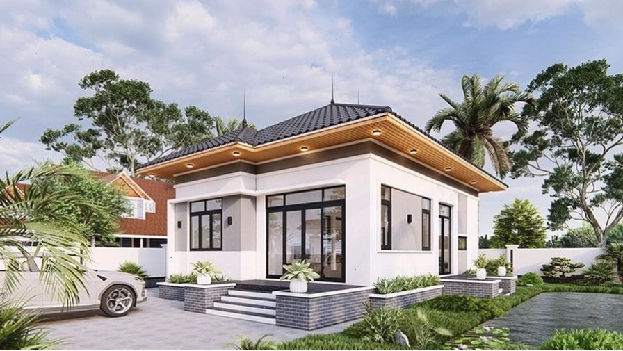 Mẫu nhà cấp 4 mái Nhật 2 mặt tiền độc đáo