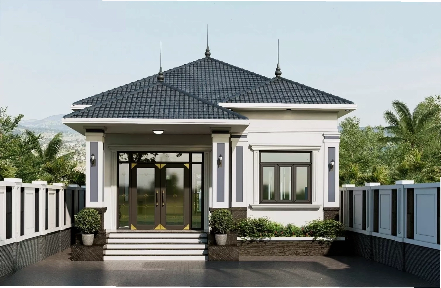 Mẫu nhà cấp 4 mái Nhật 2 phòng ngủ ấm cúng và tinh tế