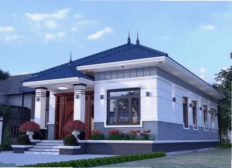 Mẫu nhà cấp 4 mái Nhật 3 phòng ngủ hiện đại với mặt tiền tối giản