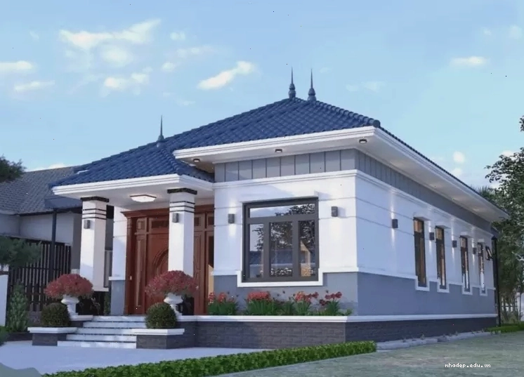 Mẫu nhà cấp 4 mái Nhật 3 phòng ngủ hiện đại với sân vườn thoáng mát