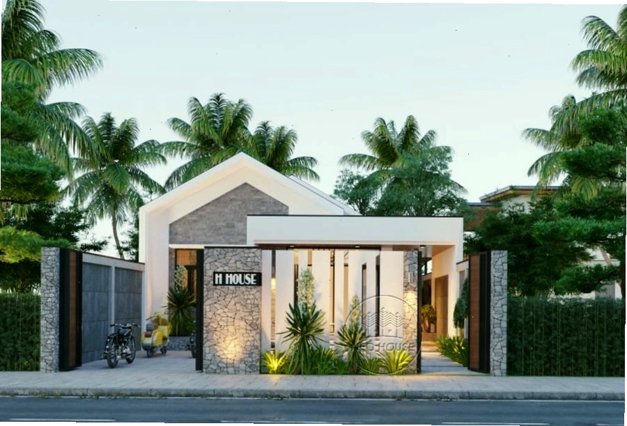 Mẫu nhà cấp 4 mái Nhật có sân vườn đẹp