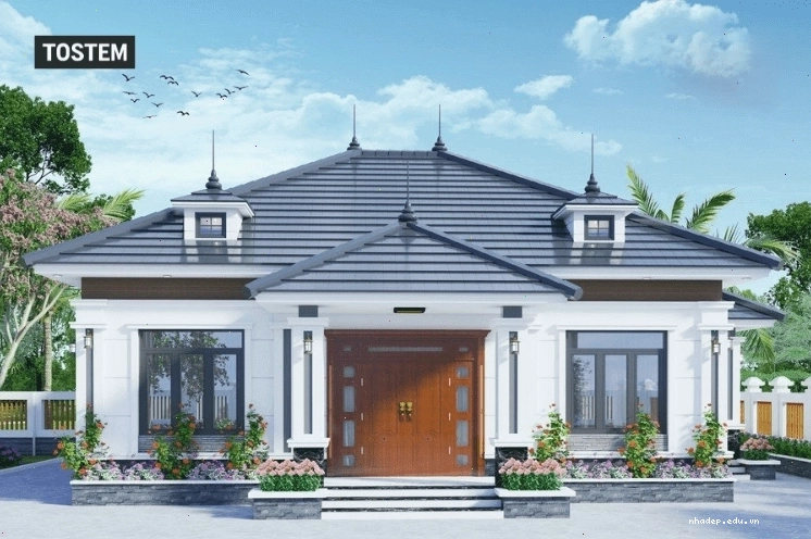 Mẫu nhà cấp 4 mái Nhật đẹp với kiến trúc hiện đại và sân vườn thoáng đãng
