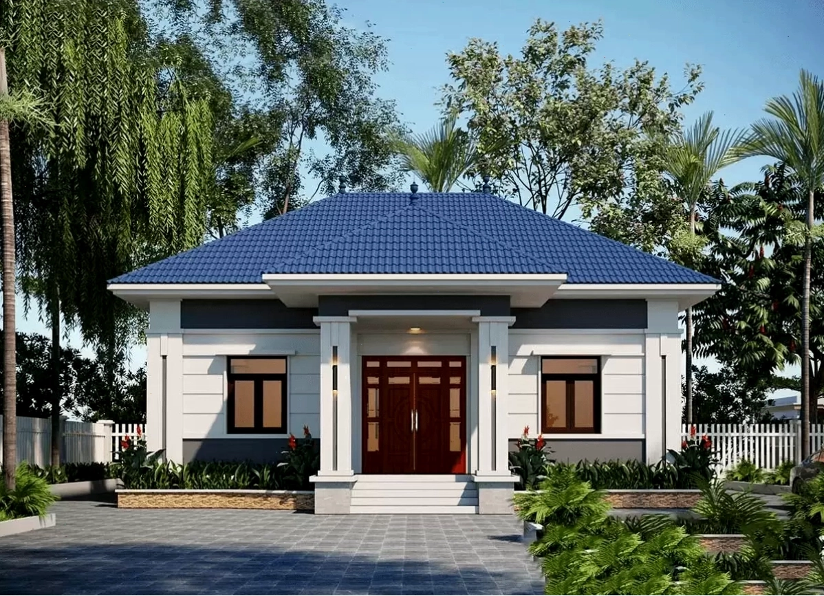 Mẫu nhà cấp 4 mái Nhật hiện đại với mặt tiền tối giản, gam màu trung tính sang trọng