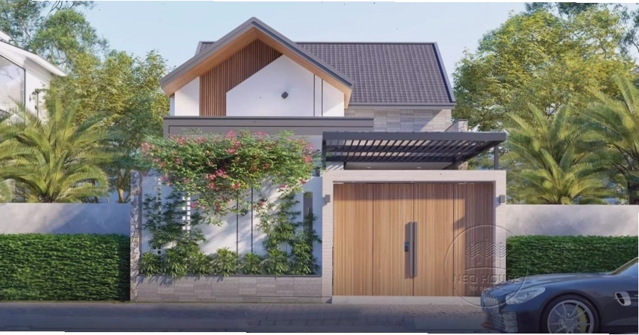 Mẫu nhà cấp 4 mái Nhật hiện đại với tông màu trắng tinh tế
