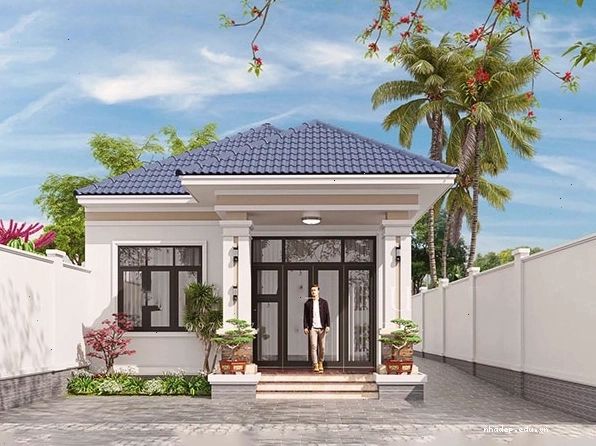 Mẫu nhà cấp 4 mái nhật sang trọng với nhiều cửa sổ