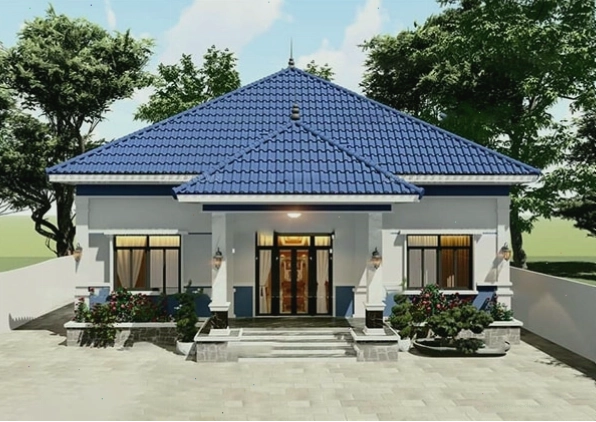 Mẫu nhà cấp 4 mái nhật sịn sò với sân vườn thoáng mát