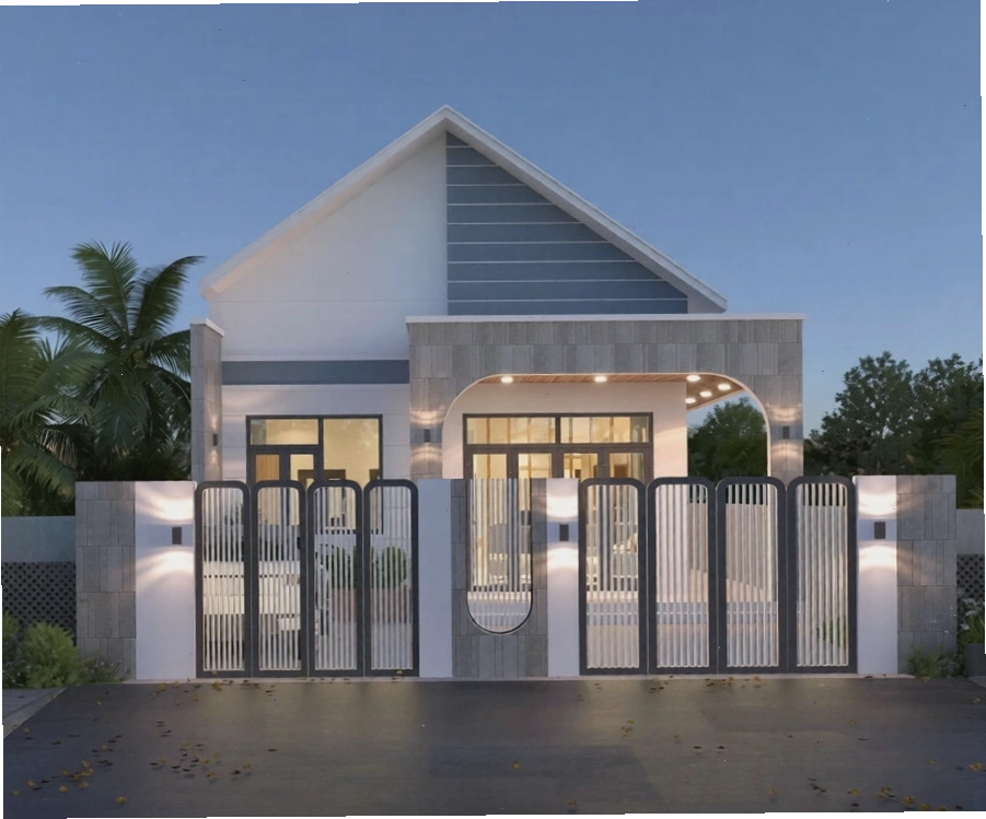 Mẫu nhà cấp 4 mái Thái 100m2 đơn giản, tinh tế