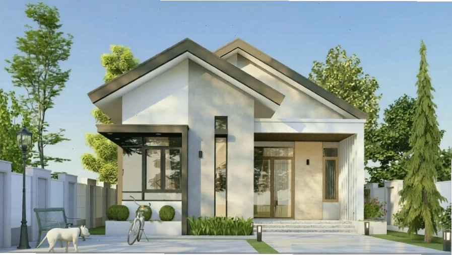 Mẫu nhà cấp 4 mái Thái 100m2 với sân vườn xanh mát