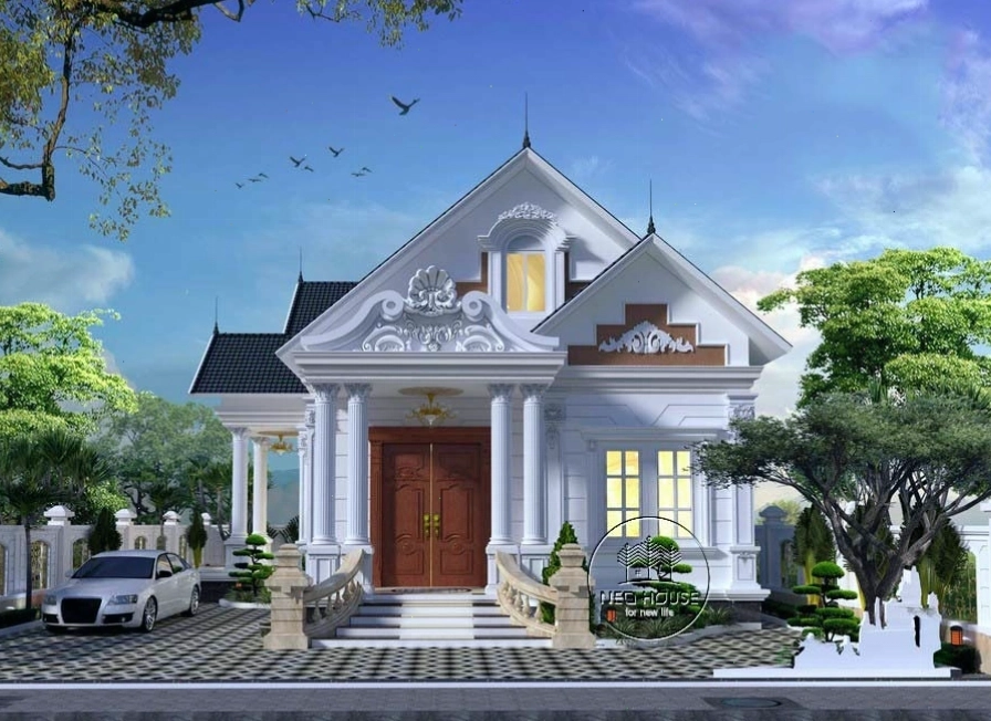 Mẫu nhà cấp 4 mái Thái 3 phòng ngủ có sân vườn