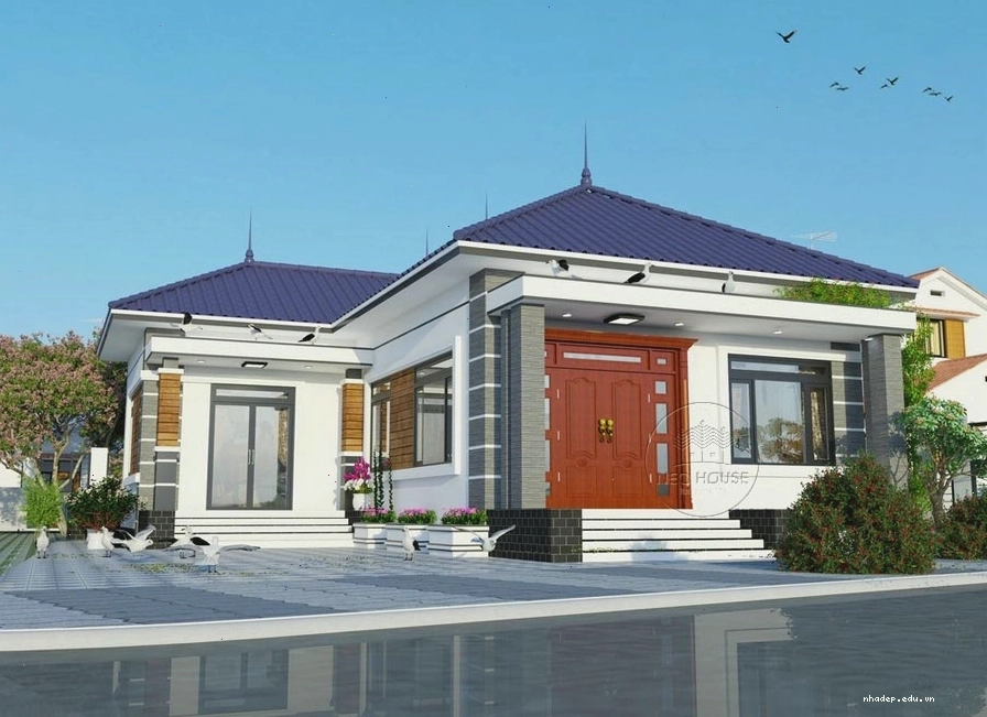 Mẫu nhà cấp 4 mái thái chữ L đơn giản, chi phí hợp lý