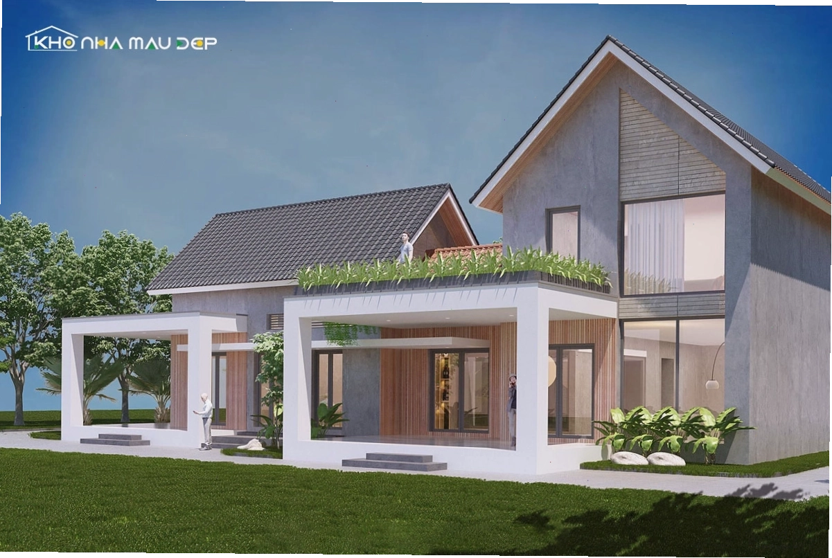 Mẫu nhà cấp 4 mái Thái có sân thượng tiện ích