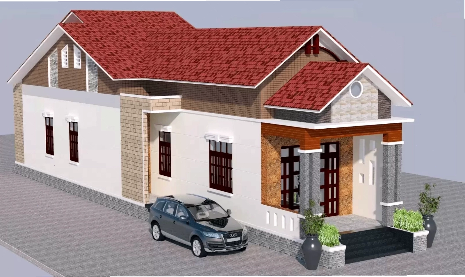 Mẫu nhà cấp 4 mái Thái nông thôn