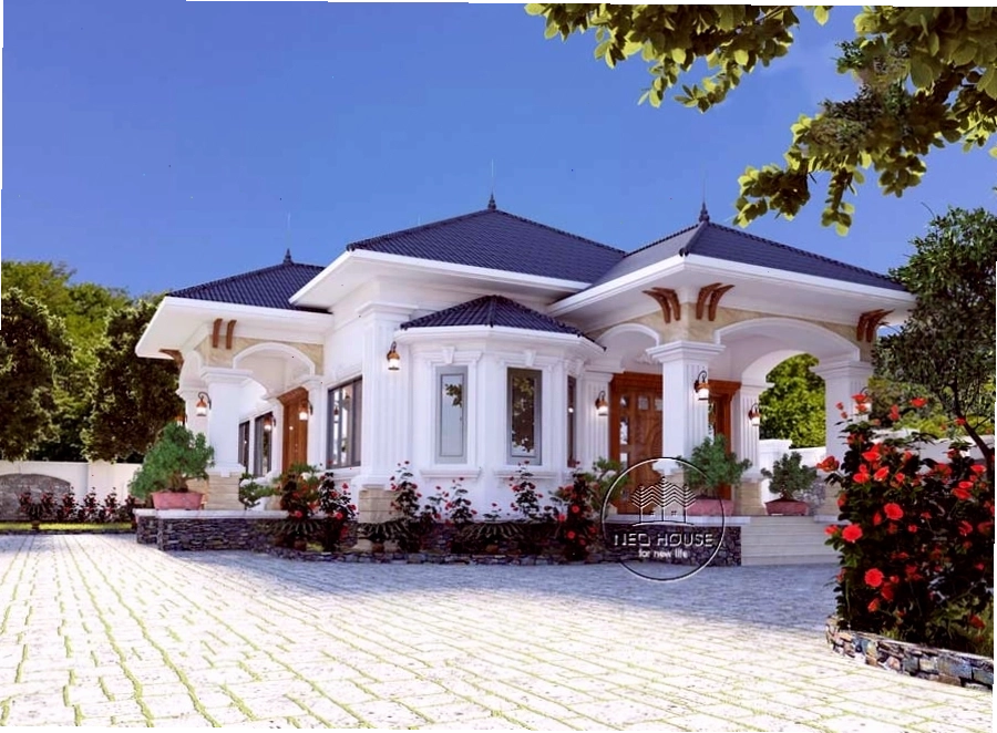 Mẫu nhà cấp 4 mái thái tân cổ điển sang trọng và tinh tế