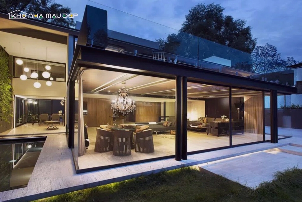 Mẫu nhà kính cấp 4 có sân thượng thiết kế độc đáo và ấn tượng