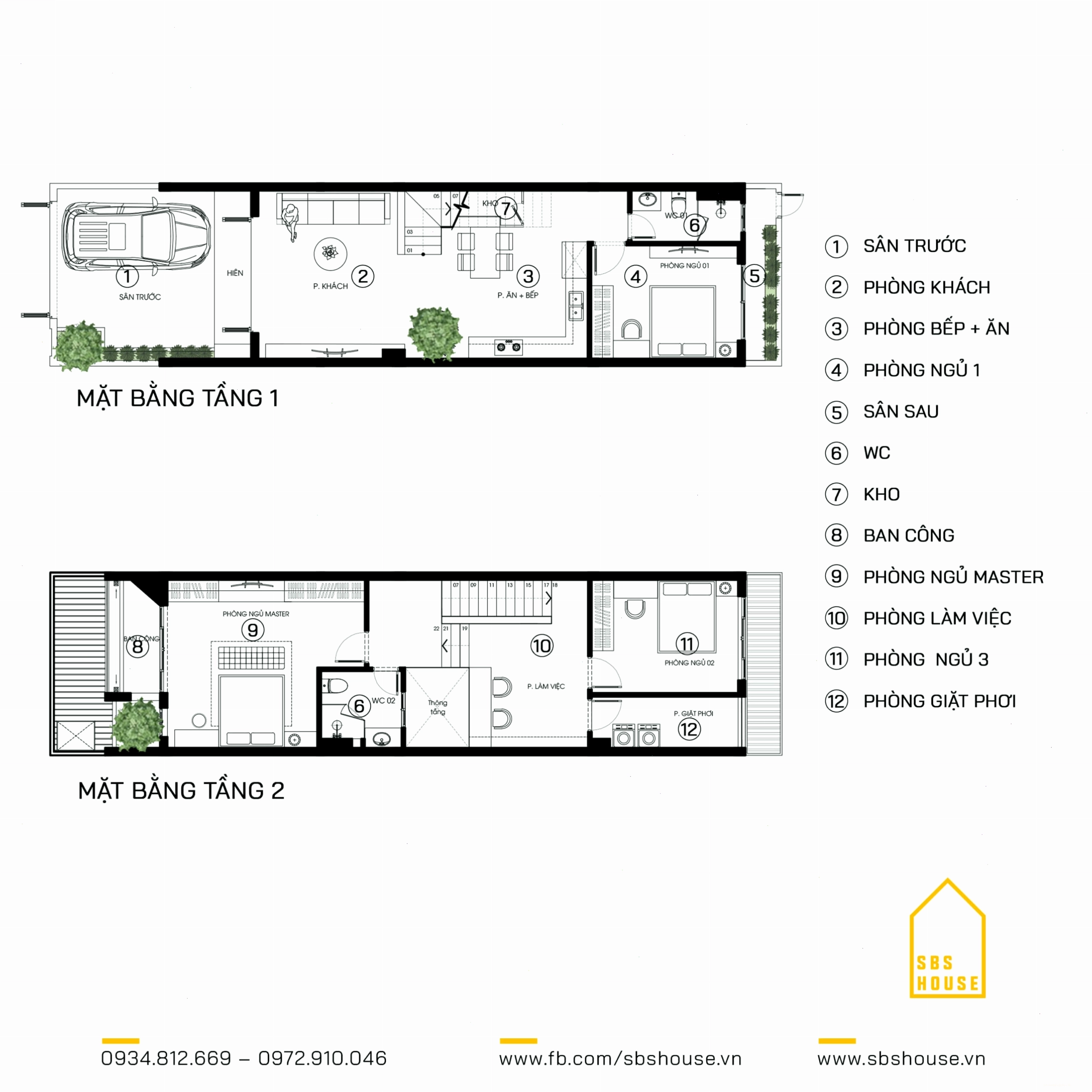 Mẫu nhà lệch tầng 5x20 thiết kế 2 tầng