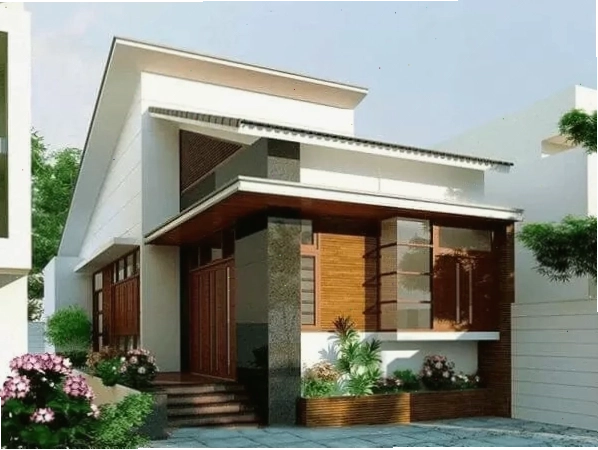 Mẫu nhà mái lệch 2 phòng ngủ tiện nghi