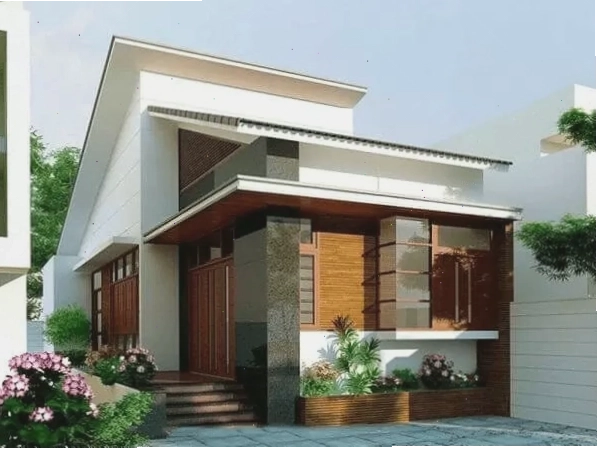 Mẫu nhà mái lệch 2 phòng ngủ tiện nghi và hiện đại