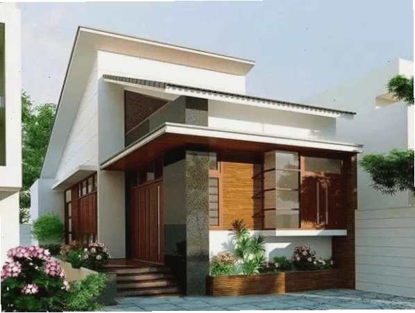 Mẫu nhà mái lệch 2 phòng ngủ tiện nghi với kiến trúc hiện đại