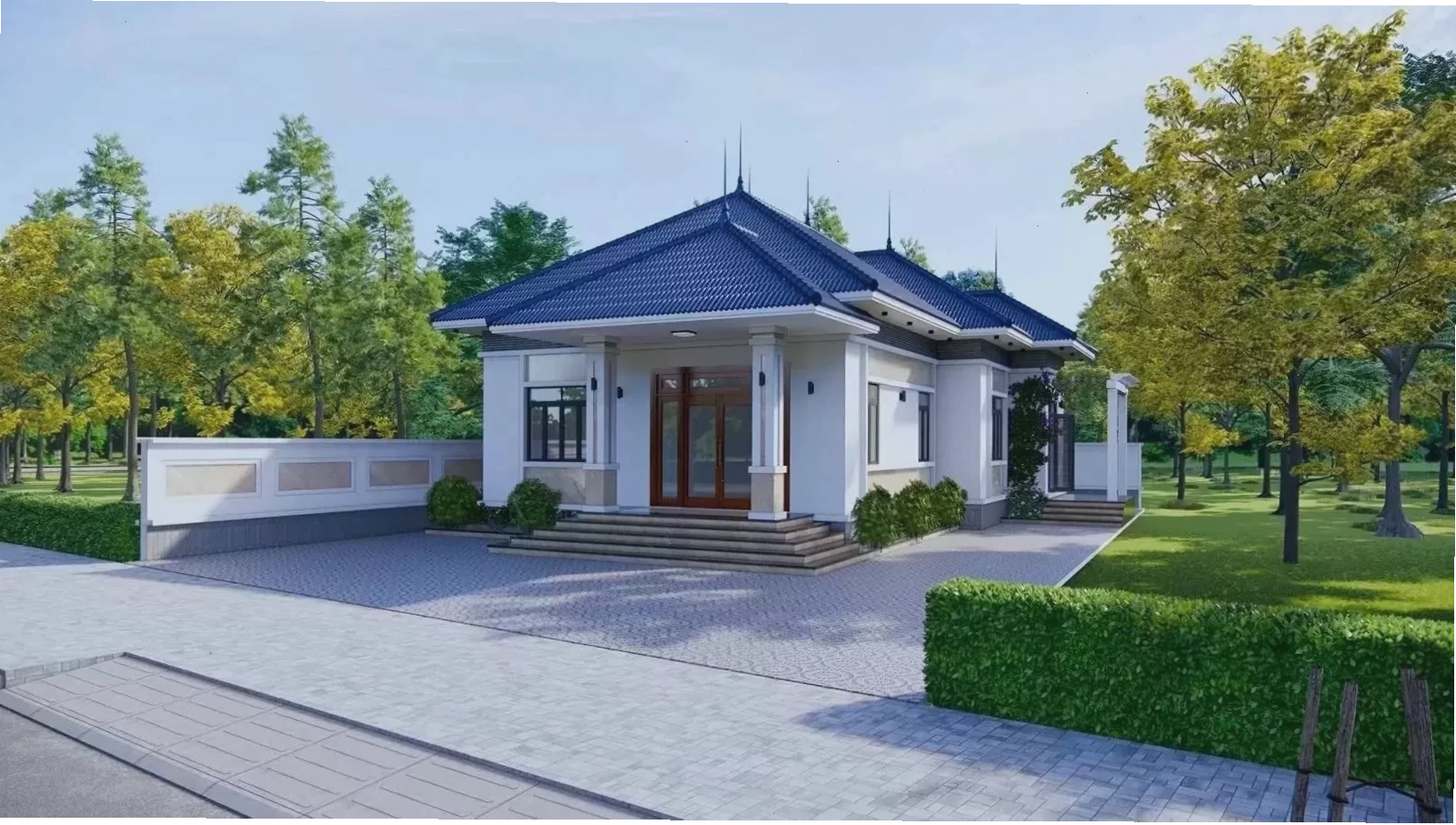 Mẫu nhà mái nhật 1 tầng 100m2