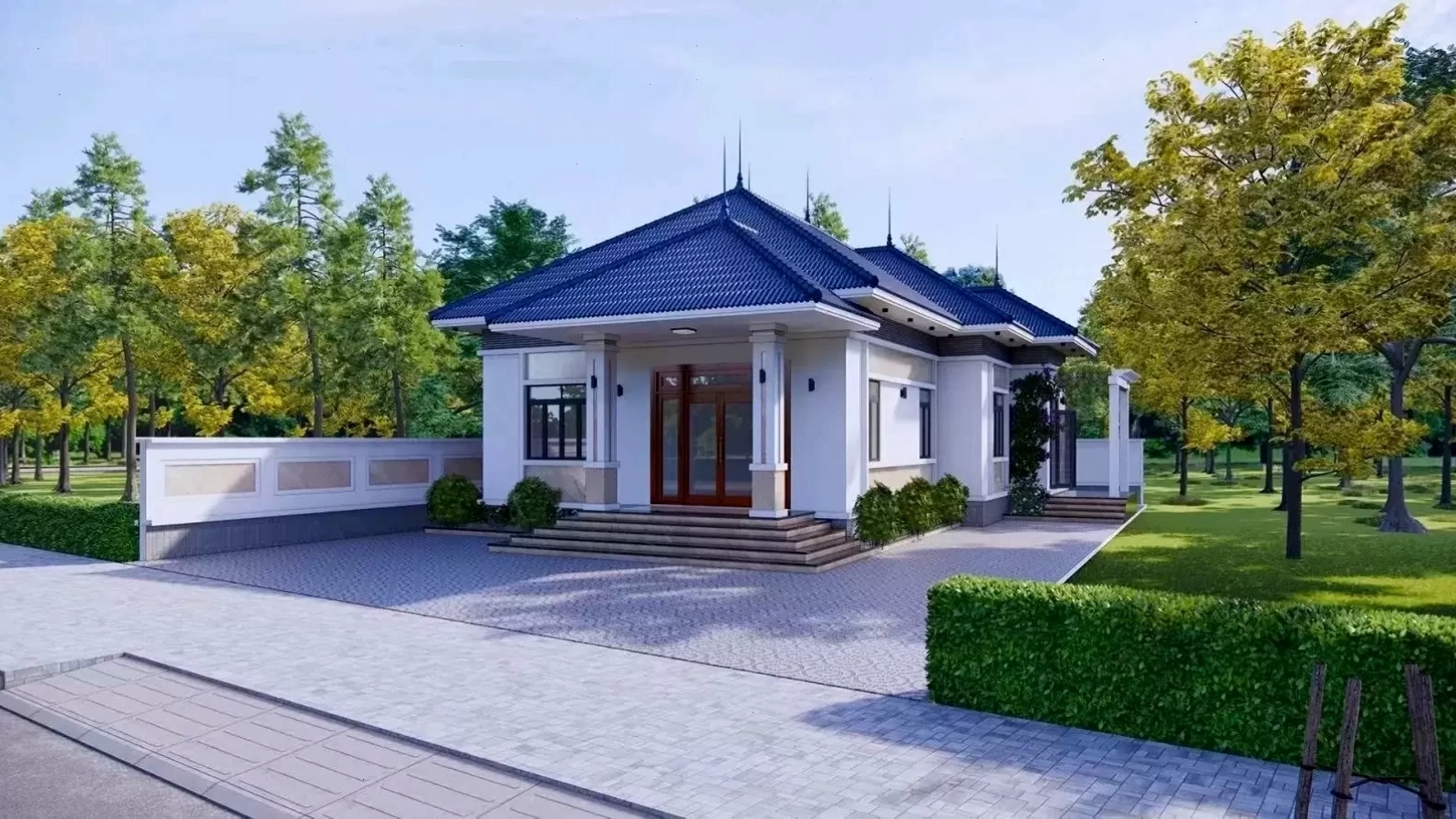 Mẫu nhà mái nhật 1 tầng 100m2