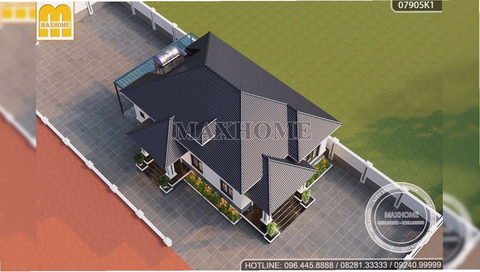 Mẫu nhà mái Nhật 1 tầng 5 phòng ngủ đẹp hiện đại