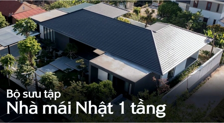 Mẫu nhà mái Nhật 1 tầng đẹp với kiến trúc hiện đại