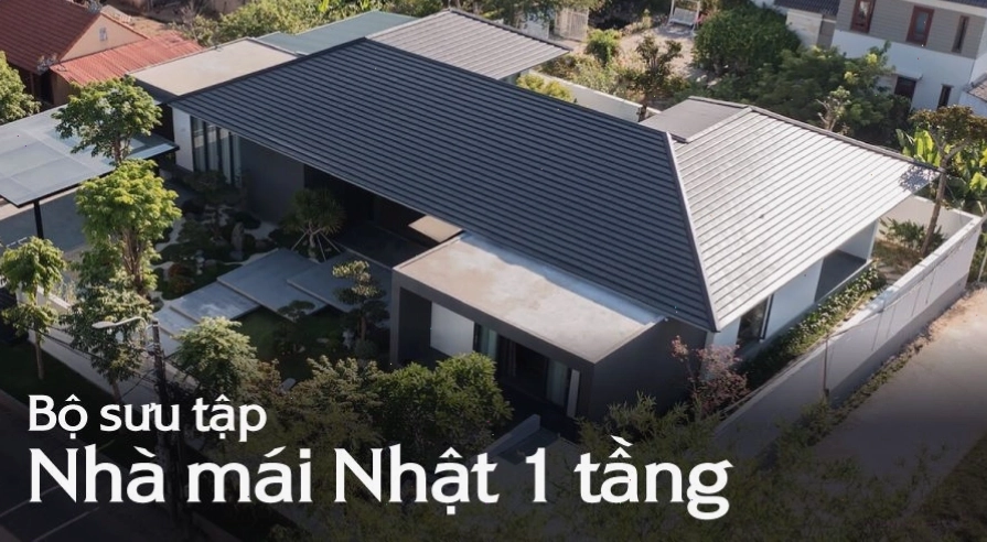 Mẫu nhà mái Nhật 1 tầng đẹp với sân vườn thoáng đãng