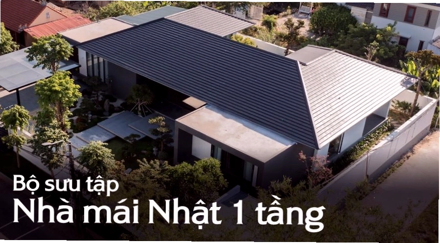 Mẫu nhà mái Nhật 1 tầng hiện đại với sân vườn xanh mát