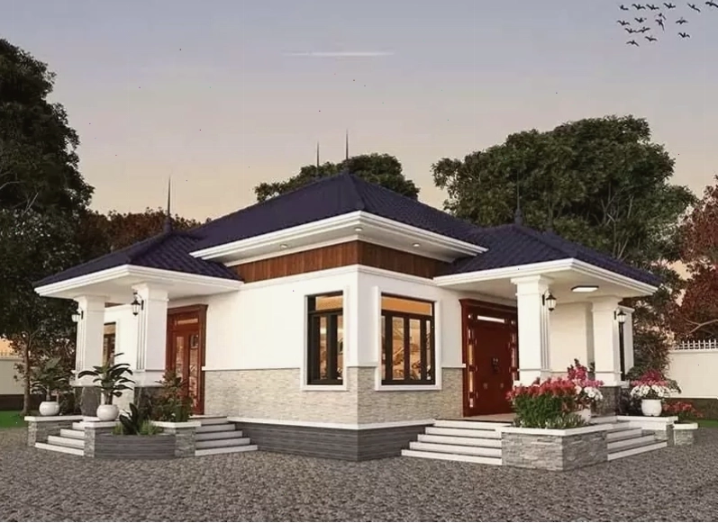 Mẫu nhà mái Nhật 1 tầng theo phong cách hiện đại