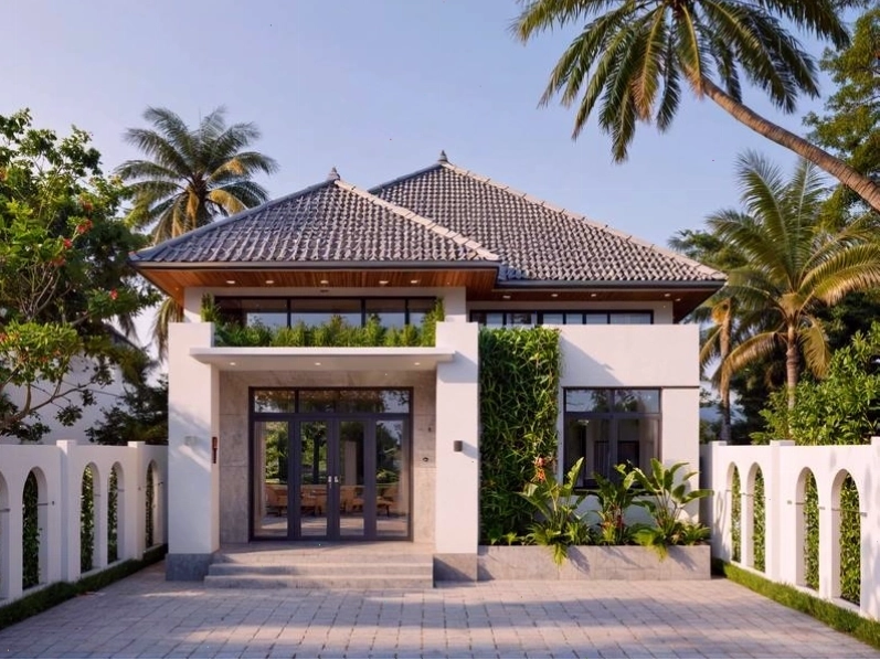 Mẫu nhà mái nhật 1 tầng với thiết kế đơn giản, tinh tế