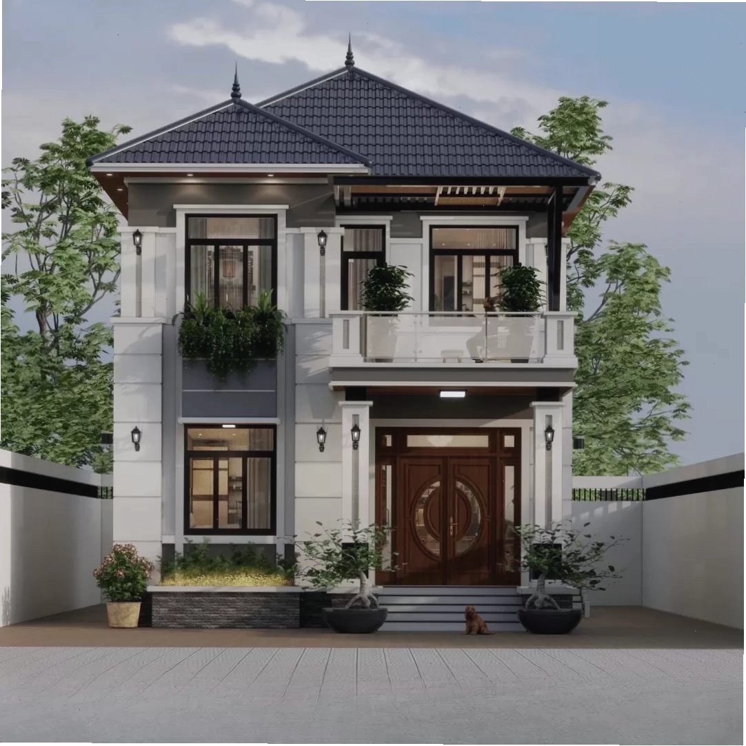 Mẫu nhà mái Nhật 2 tầng 8x10m hiện đại, tiện nghi và sang trọng