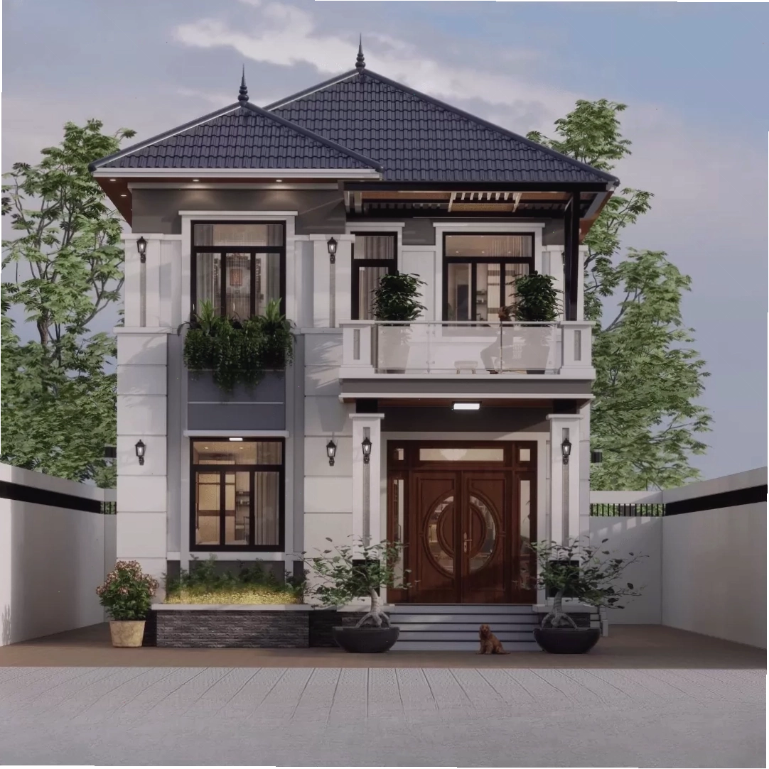 Mẫu nhà mái Nhật 2 tầng 8x10m hiện đại và tiện nghi