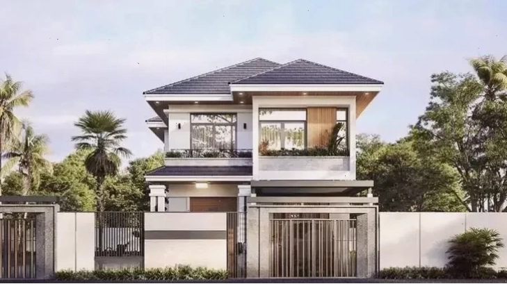 Mẫu nhà mái Nhật 2 tầng 8x10m với kiến trúc đẹp và công năng hợp lý