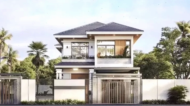Mẫu nhà mái Nhật 2 tầng 8x10m với kiến trúc hiện đại và tiện nghi