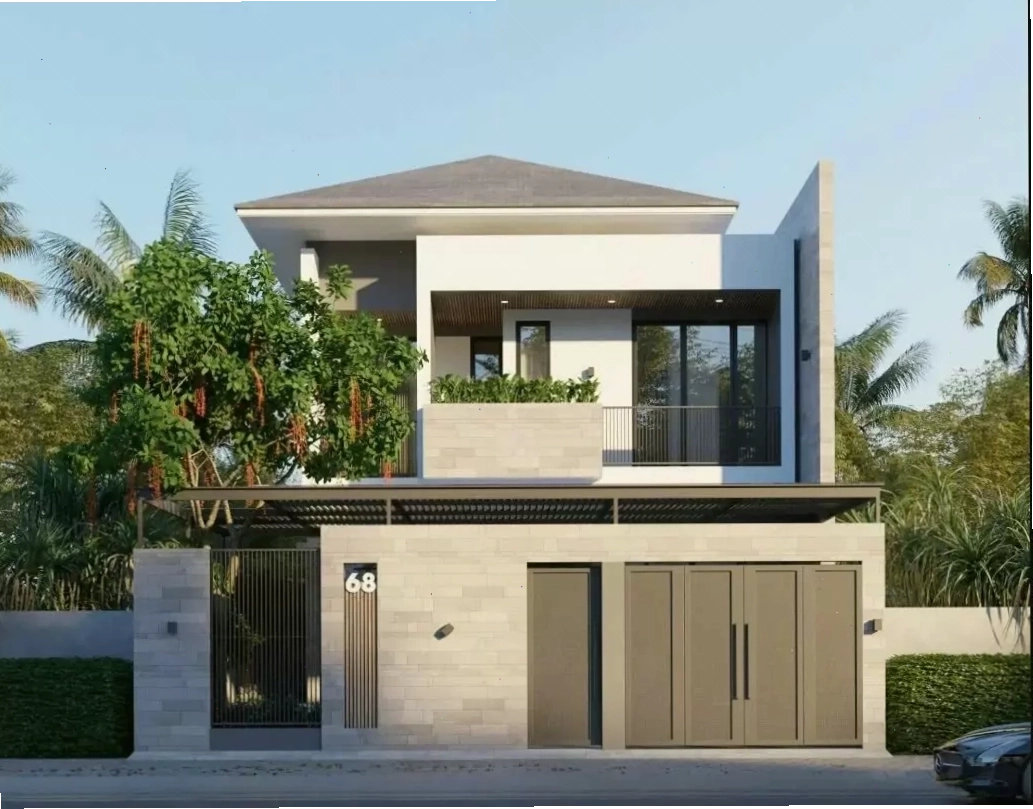 Mẫu nhà mái Nhật 2 tầng 8x12m sang trọng và bề thế