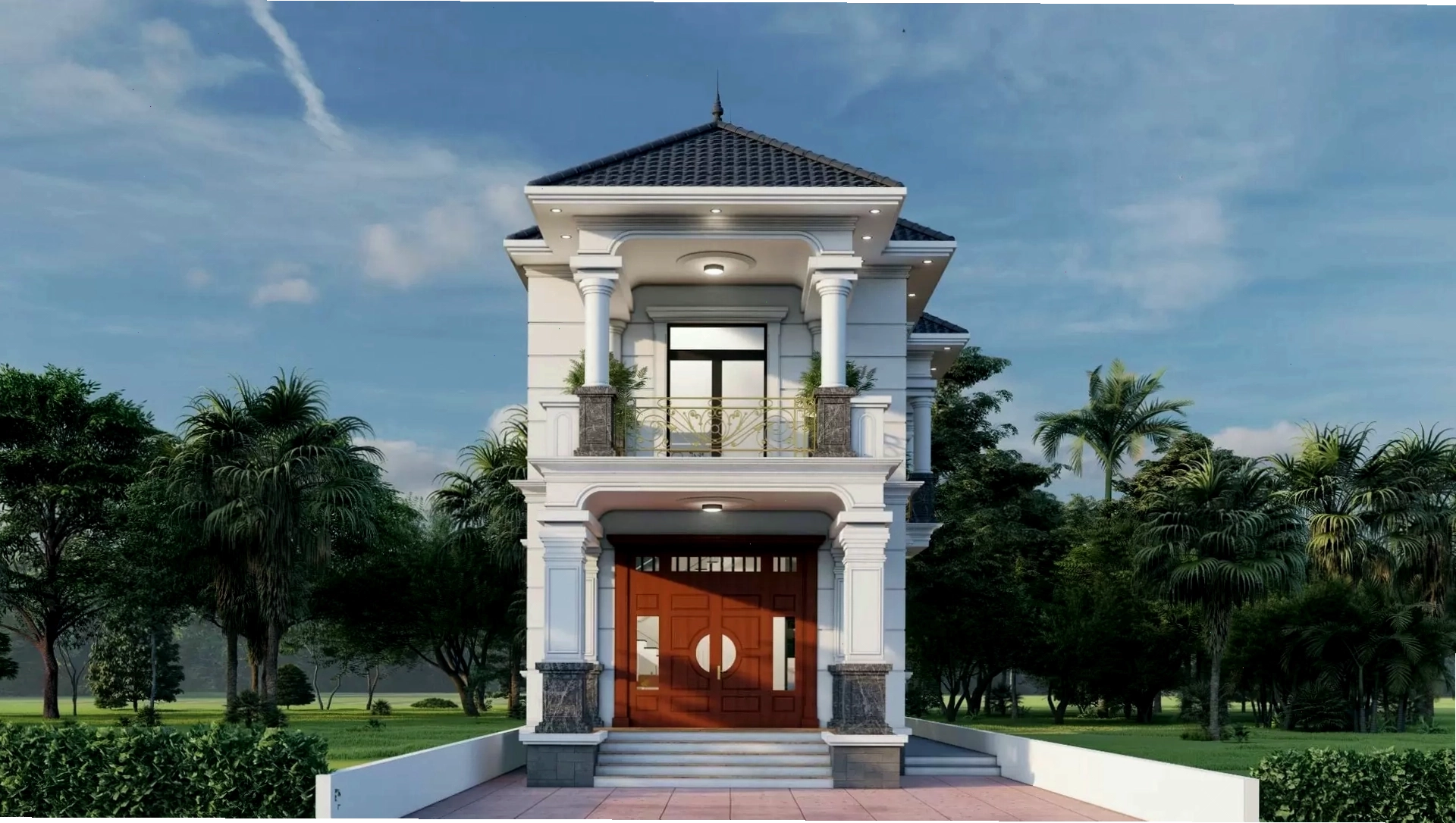 Mẫu nhà mái Nhật 2 tầng mặt tiền 6m đẹp hiện đại