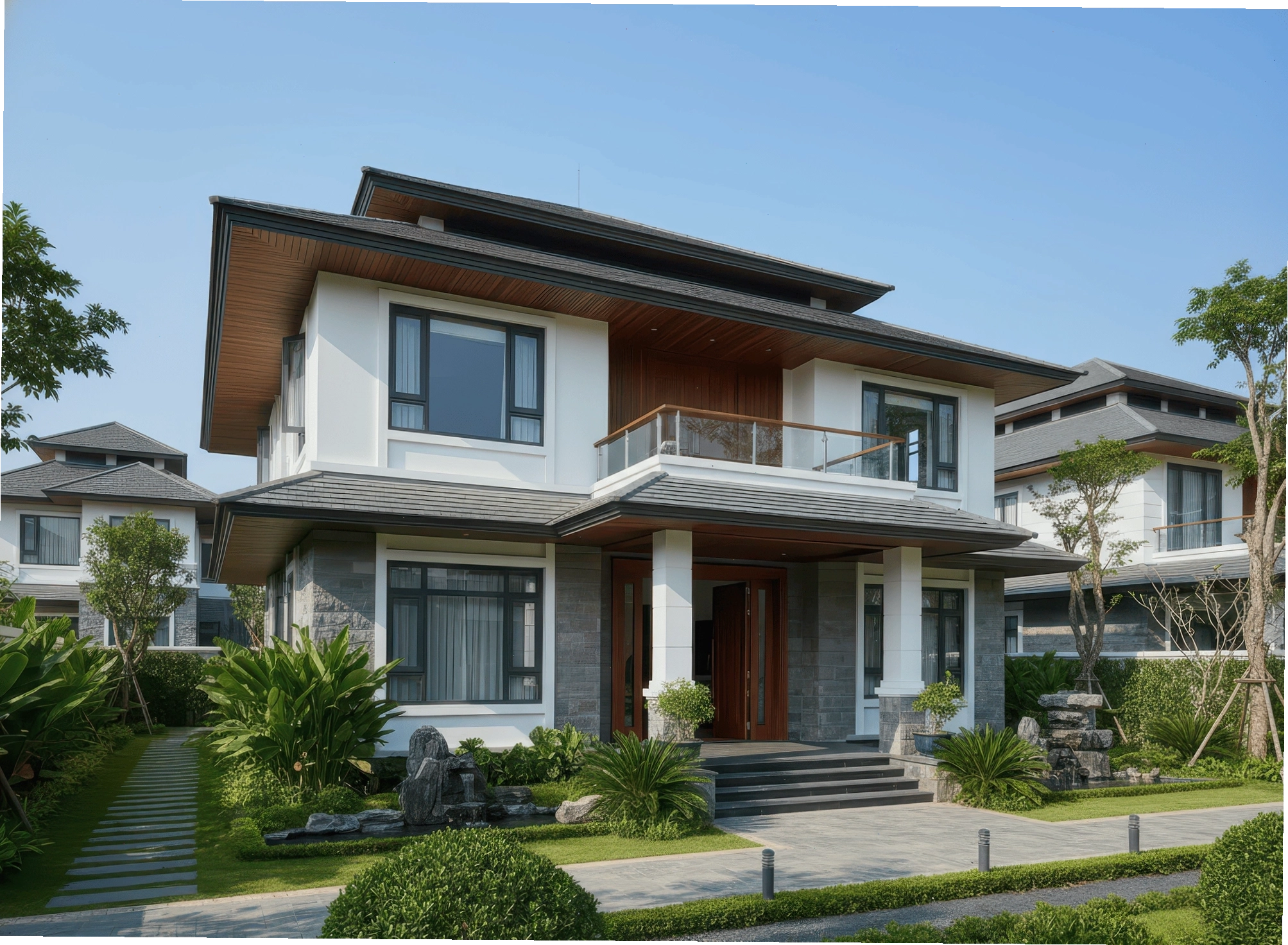 Mẫu nhà mái Nhật 2 tầng phong cách tân cổ điển