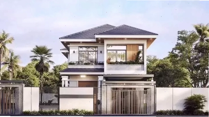 Mẫu nhà mái Nhật hai tầng 8x10m đẹp và tiện nghi