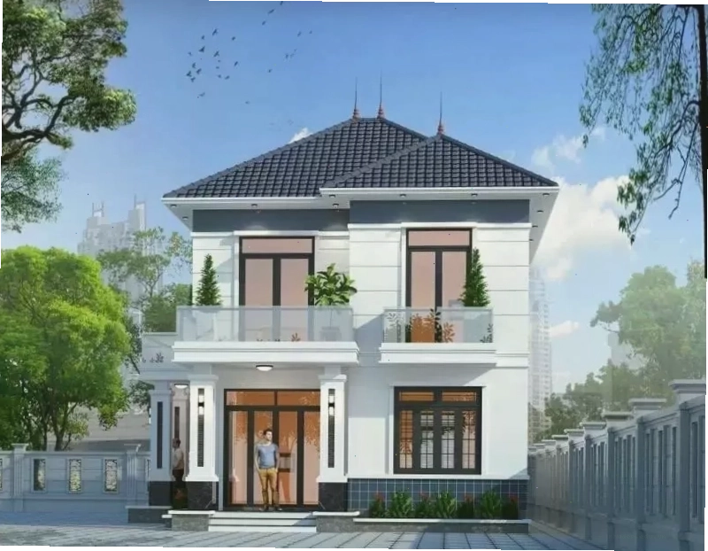 Mẫu nhà mái Nhật hai tầng mặt tiền 6m đẹp và thông thoáng